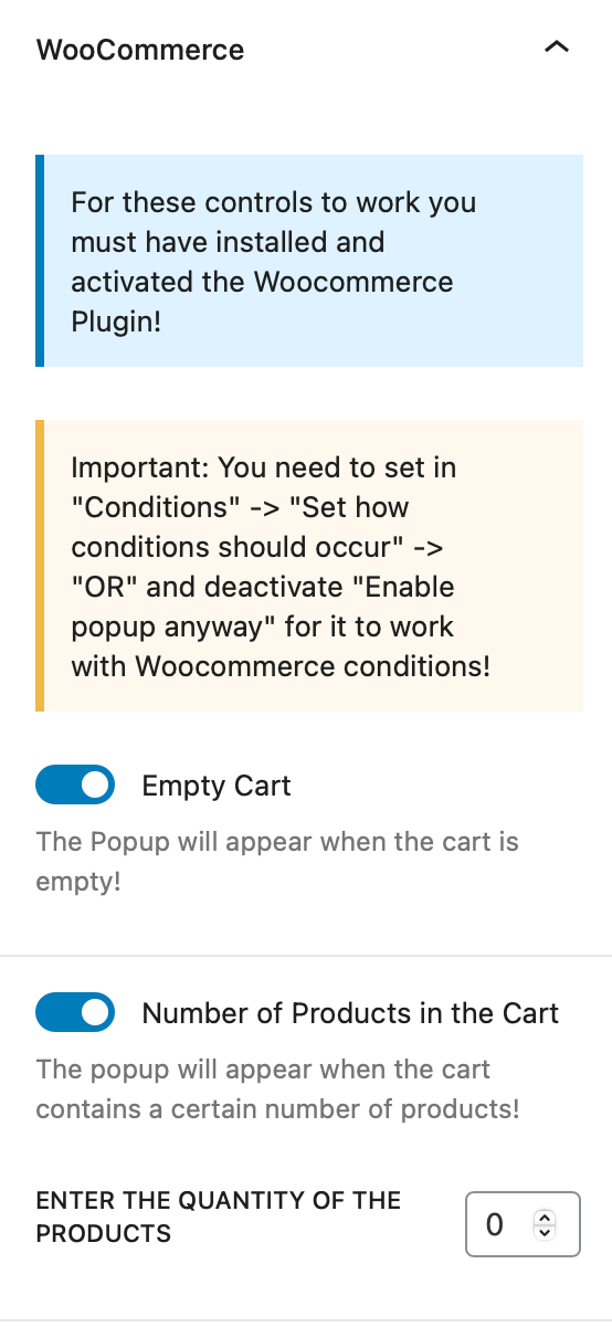 CocoPopup popup WordPress WooCommerce Conditions
